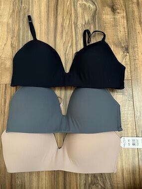 Nautica 3-Pack T-Shirt Bras - Black, Gray, Nude